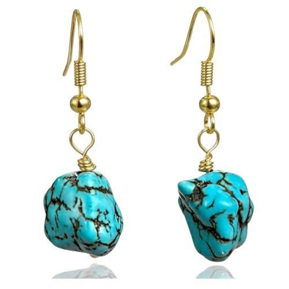 4617 Turquoise Earrings , Unique Teal Stone Drop Earrings for Western Boho
